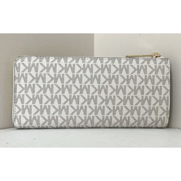 New Michael Kors Jet Set Travel Large Logo Quarter-Zip wallet Vanilla - Picture 5 of 5